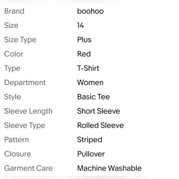 NEW NWT Boohoo Plus Molly Striped Rib Tee Short Rolled Sleeve T-Shirt - Picture 10 of 10